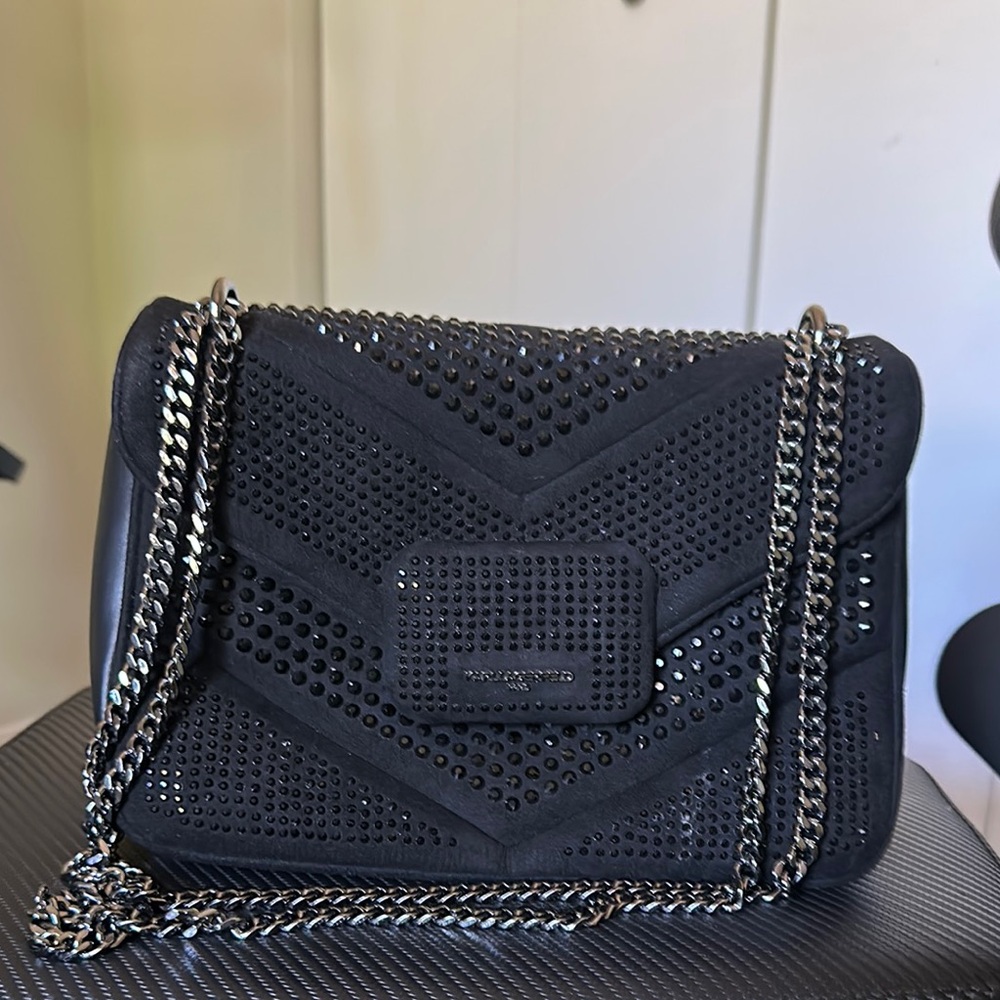 Karl Lagerfeld Black Studded Shoulder Bag